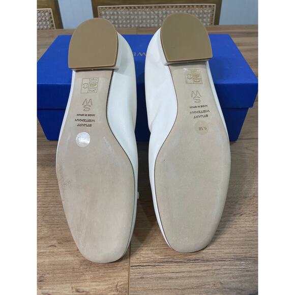 Stuart Weitzman Tully Loafer Seashell Lacquered Nappa Size 6.5 NIB Ballet Flat - Picture 11 of 14